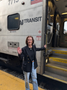 Perri K. Feldman at the Midtown Direct NJ Transit train platform